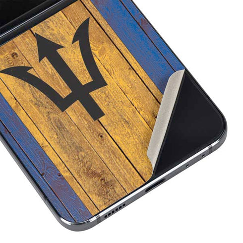 Barbados Flag Dark Wood Galaxy Z Flip5 5G Skin